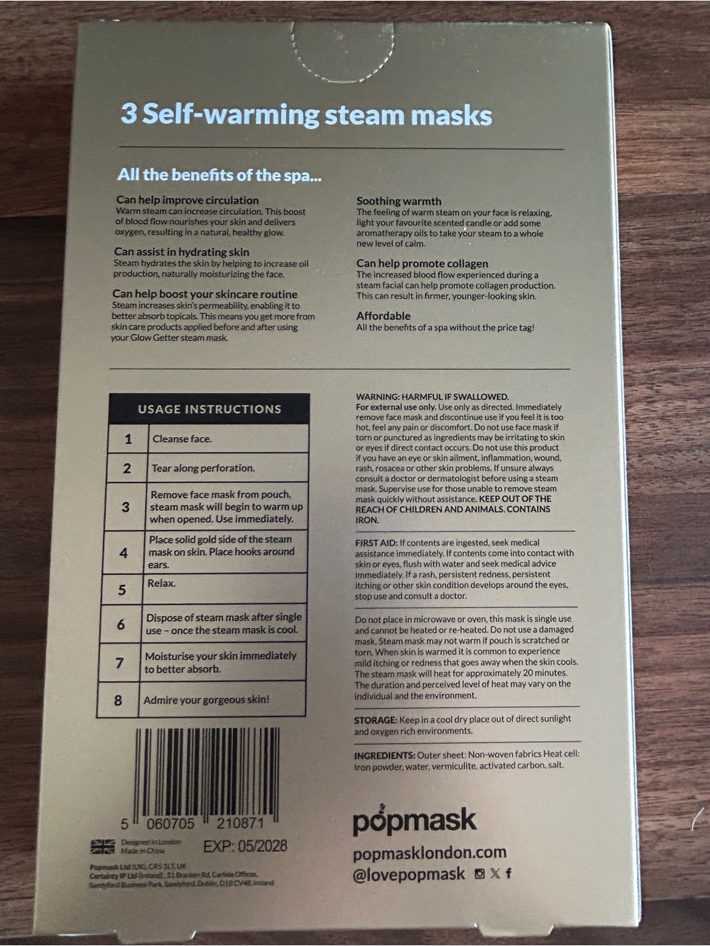 Popmask GlowGetter Self Warming Facial Steam Masks - Picture 4 of 4